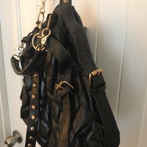 Black quilted handbag
